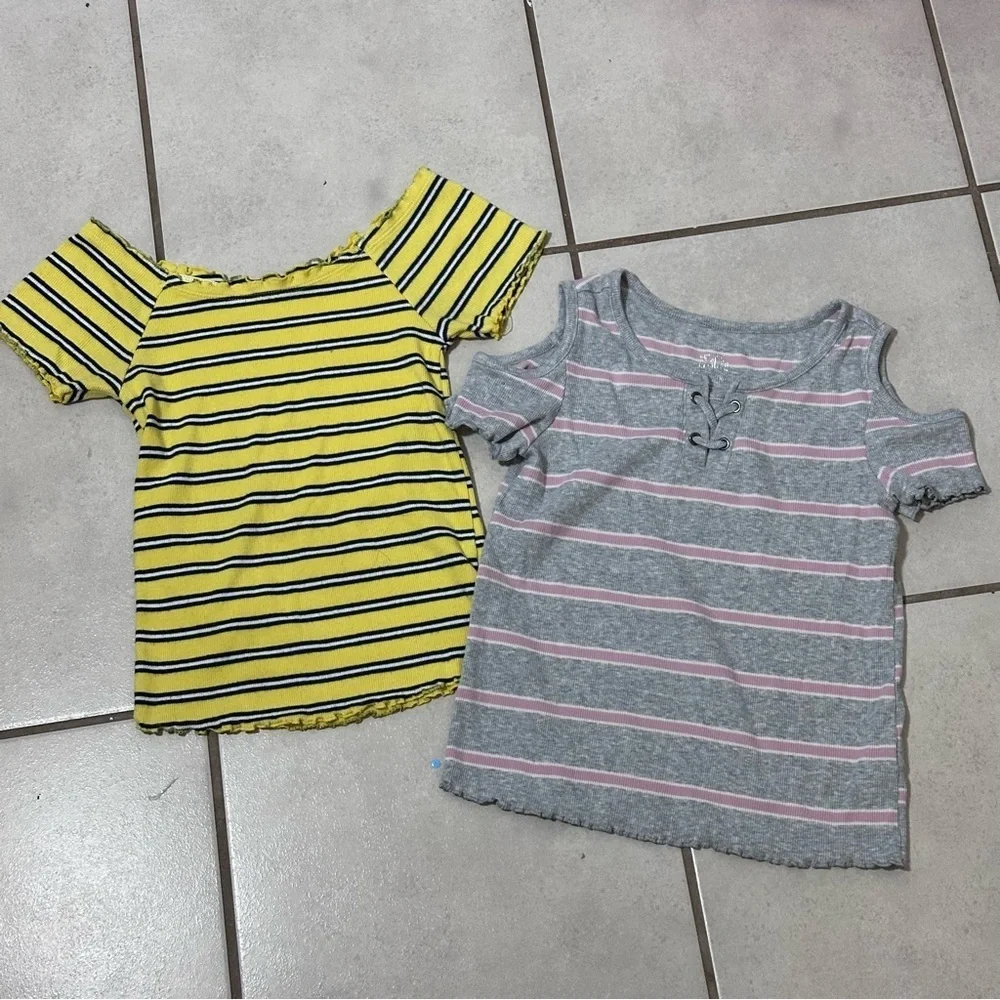 Justice‎ Girls Kids Ribbed Stripe Blouses Top size 10.